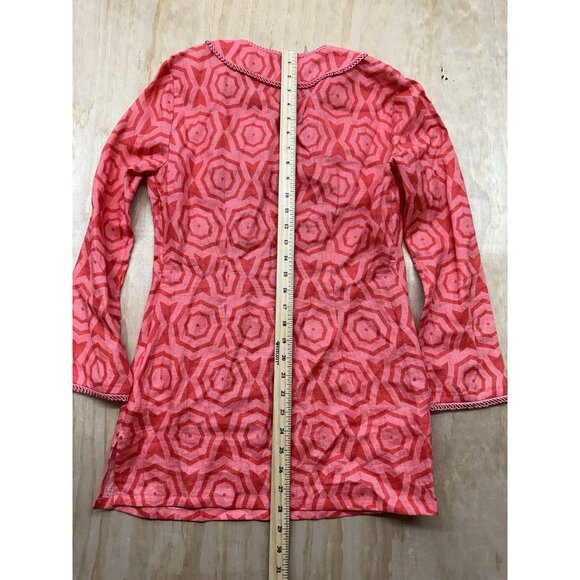 STS Sail to Sable Pinks 100% Linen Shift Dress Embroidered Detailed Trim XS - Picture 7 of 8